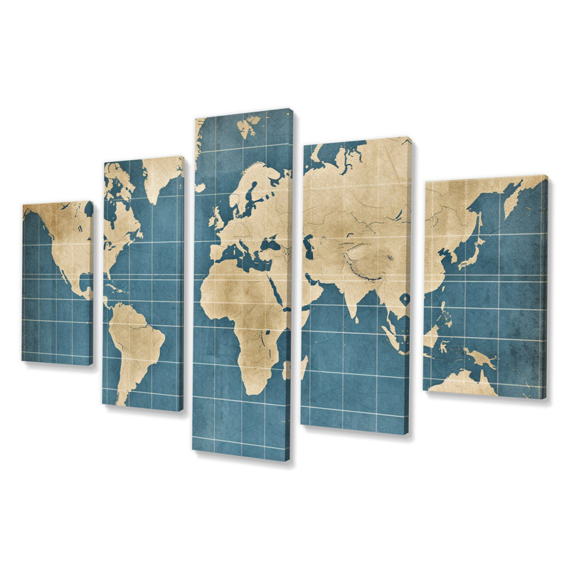 Perry - Maps Canvas Wall Art - 5 Panels