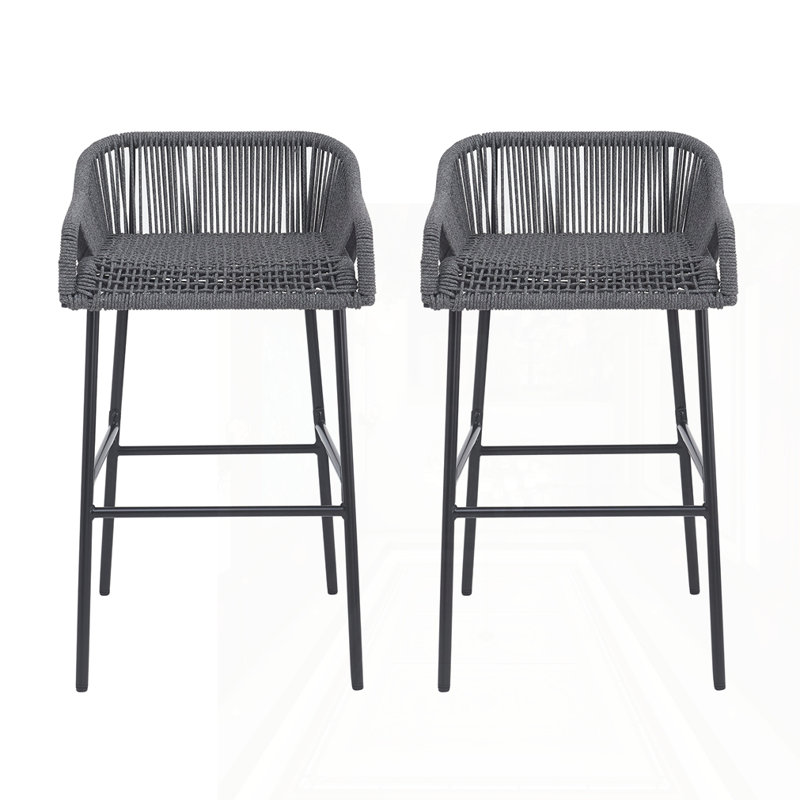 Ensemble de 2 tabourets de bar d'extérieur gris foncé, Gris foncé