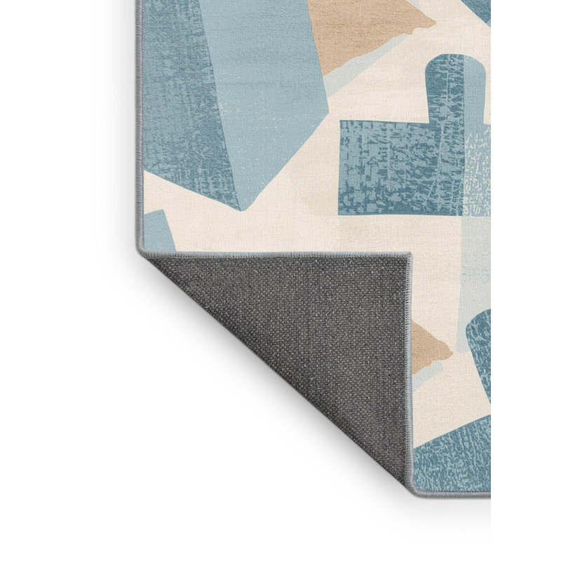 Soft Plush Fehrenbach Hanukkah Modern & Contemporary Abstract Area Rug in Beige – SkyBlue Binding, 2x4