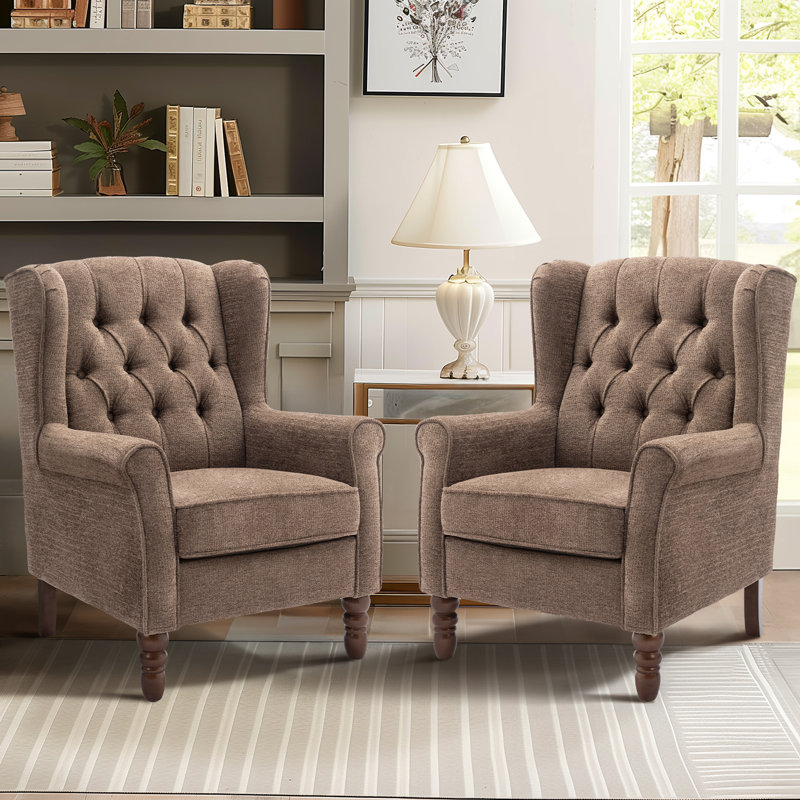 Angiolino Upholstered Armchair, Brown Polyester Blend