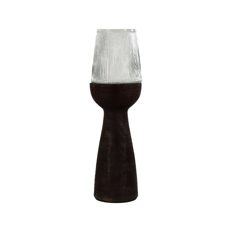 Arbre Dark Brown Hurricane/Vase Mango Wood, 28" H x 8.66" W x 8.66" D, Dark Brown