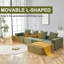 Canapés modulaires peu encombrants, tissu velours côtelé, vert moderne, petits espaces