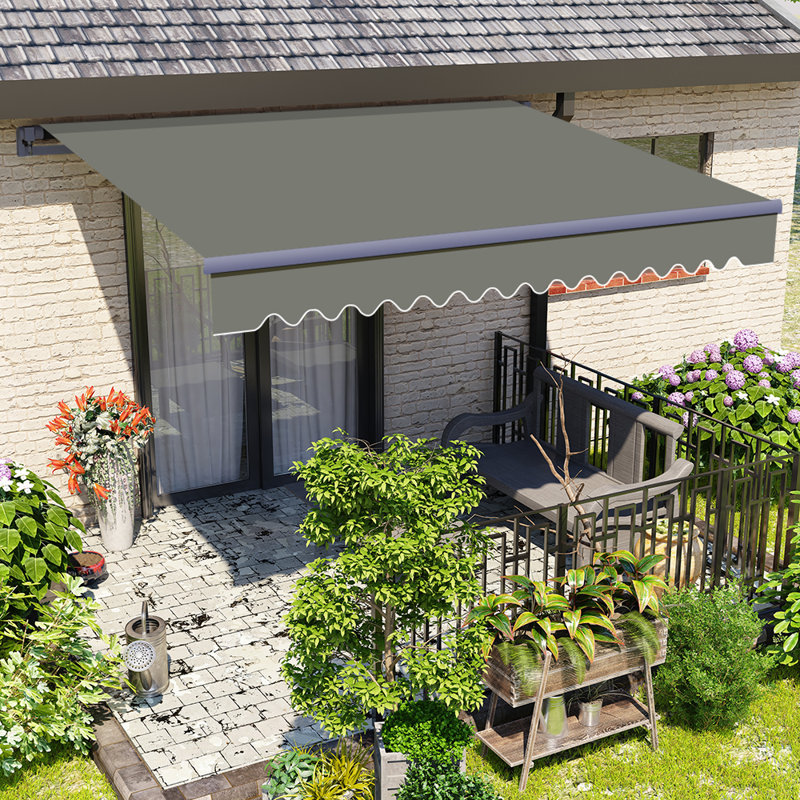 Dakota Fields Fabric Cover Retractable Patio Awning, 350cm W x 250cm D, Grey/Grey