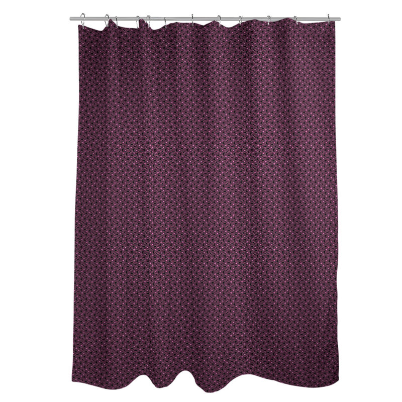 Rideau de douche simple hexagonal classique, Rose / Noir