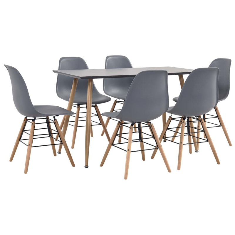 Ensemble de salle à manger avec 6 chaises Rayford, Noir, Gris