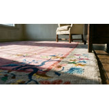 1920s Rectangle Purple / Lavender Mauve Hand Knotted Pile Floral Antique Wool Rug