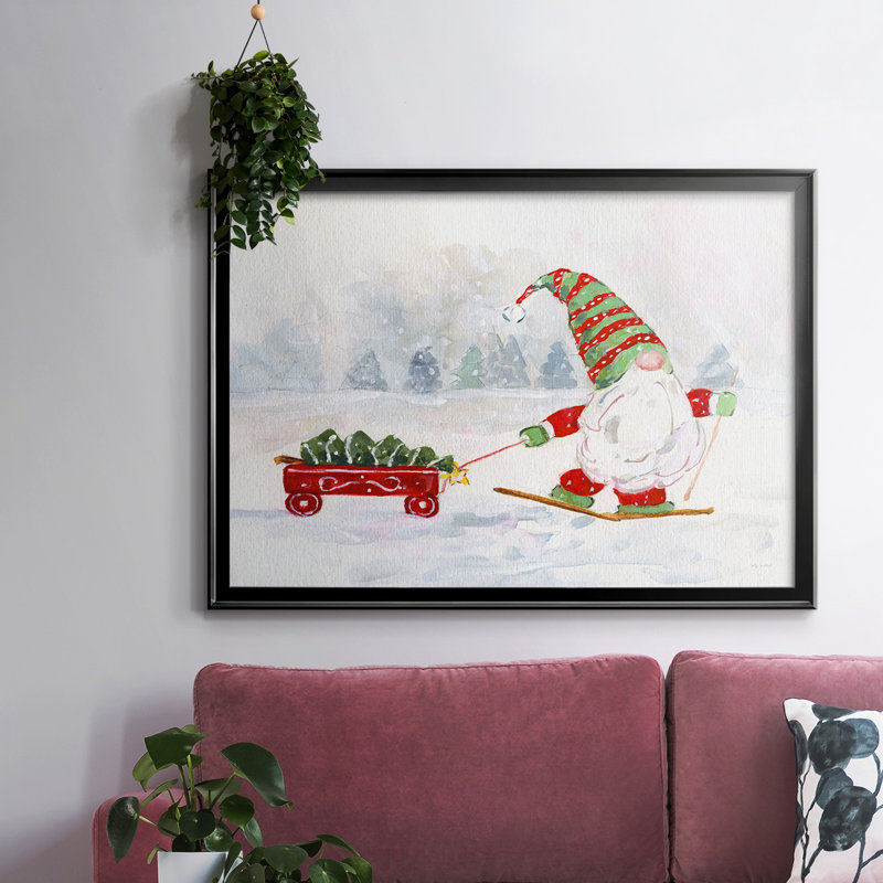 Gnome d'hiver I, H 26 po x l 38 po x P 1,5 po, Toile avec cadre flottant noir