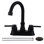 4 In. Centerset Double Handle High Arc Bathroom Faucet With Drain Kit And Water Inlet Pipes Included In Matte Black