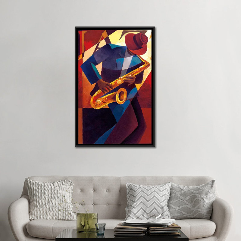 Bebop par Keith Mallett - reproduction d'art sur toile tendue, H 26 po x l 18 po x P 1,5 po, Toile avec cadre noir