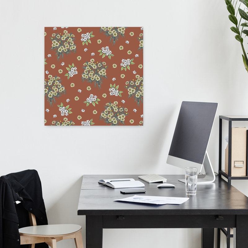 Art contemporain rétro, art floral rétro, H 18 po x l 18 po