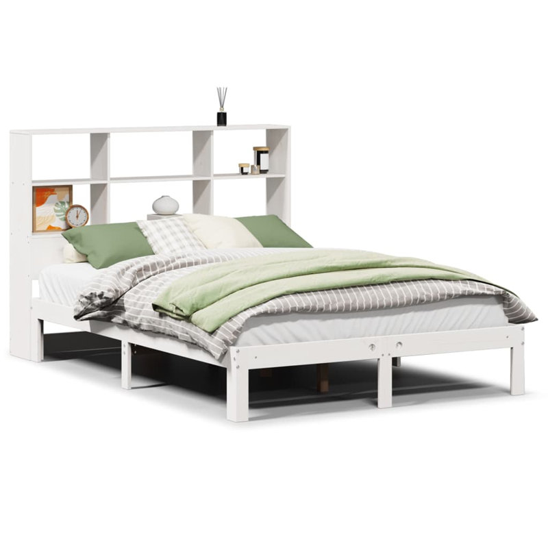 Krystina Solid Wood Bed, White, 110cm H x 216.5cm W x 146cm D