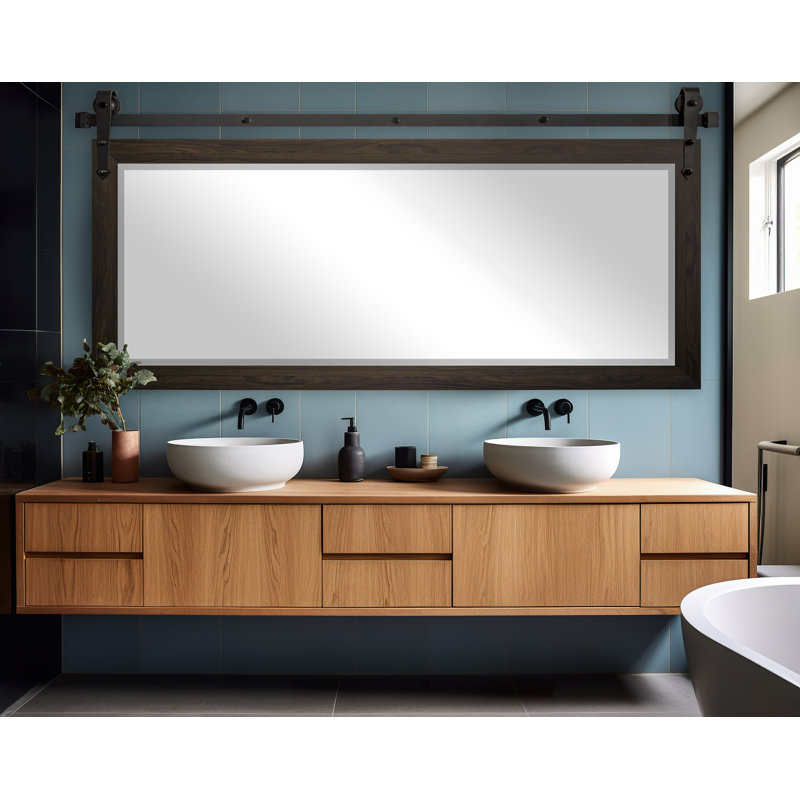 Neace Wall Mirror, 31" H x 71" W, Black Walnut