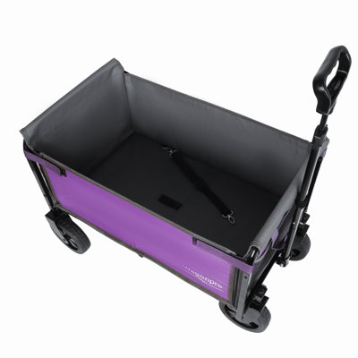 Chariot tout-en-un convertible pliant à 4 roues avec siège et laisse pour chien - Chariot utilitaire pliable robuste pour le camping, la plage, le magasinage - Siège polyvalent et espace de rangement, mauve / gris