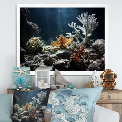 Impression d'art sur toile, "Deep Light On Coral Hidden Treasures III" - Plage et océan