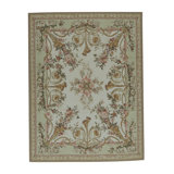 Hand-Knotted High-Quality Light Green and Light Blue Area Rug