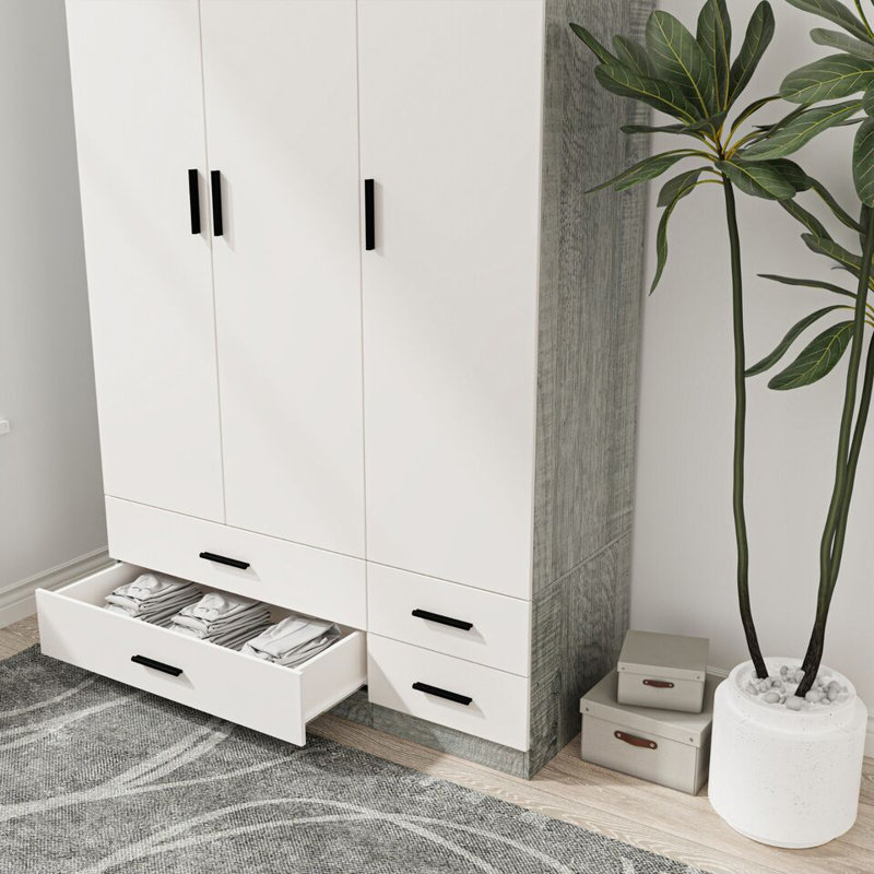 Retonia Manufactured Wood Wardrobe, Ash Grey/White