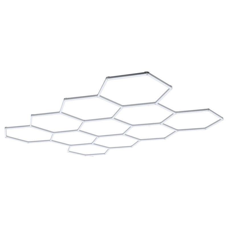 Hexagon Garage Lights 330W 39600LM 6500K 11 Grid Systems LED Light, Bright Honeycomb Hex Car Detailing Lighting, Easy Install, Durable PC Material, for Garage, Warehouse, Workshop, Shop, Gym