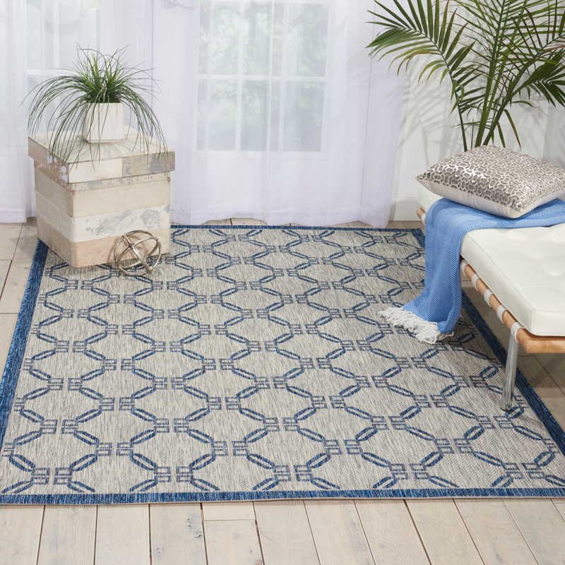 Quinata Geometric Indoor / Outdoor Rug, Rectangle 5'3" x 7'3"