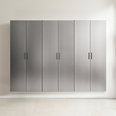 96 In. Wide, Garage Cabinet D (3), Contemporary, Metallic Grey, Doors, Heat And Water Resistance, 2X Edge Banding, E0-Grade Material, Shelf Feature, Heavy-Duty Metal Support (3) - W, 79 H,