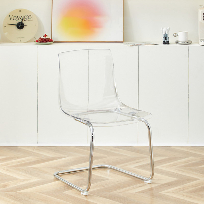 Clear+Silver Solid back side Chair(Set of 2)