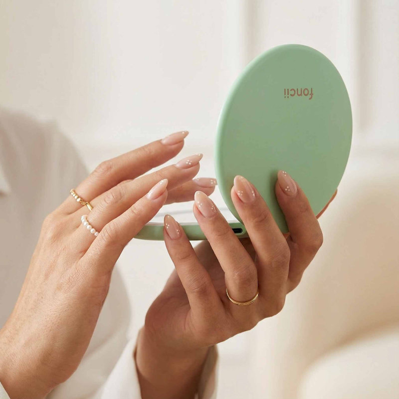  Taylor LED Lighted Compact Makeup Mirror, 5-inch Wide, Rechargeable, 10x/1x Magnifying & 3 Light Settings (Mint Green)