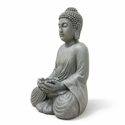 Statue de Bouddha en oxyde de magnésium résistant aux intempéries, ornement décoratif pour jardin, cour ou terrasse, décoration zen spirituelle robuste et légère, résistante aux UV, idéale pour la méditation intérieure et les espaces de vie, artisanat vintage pour une atmosphère sereine.