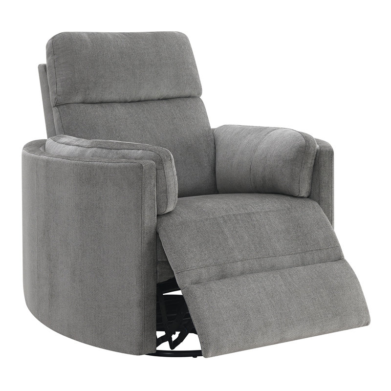 Charcoal Chenille  Glider Recliner with Swivel, Charcoal Gray Chenille