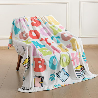Book Lover Gift Blanket for Reading Lovers 50'' x 60'' Its a Good Day to Read a Book Blanket for Reader Teacher Friends Back to School Home Decor for Sofa Couch Bed Plus, you'll receive a campus-themed canvas bag