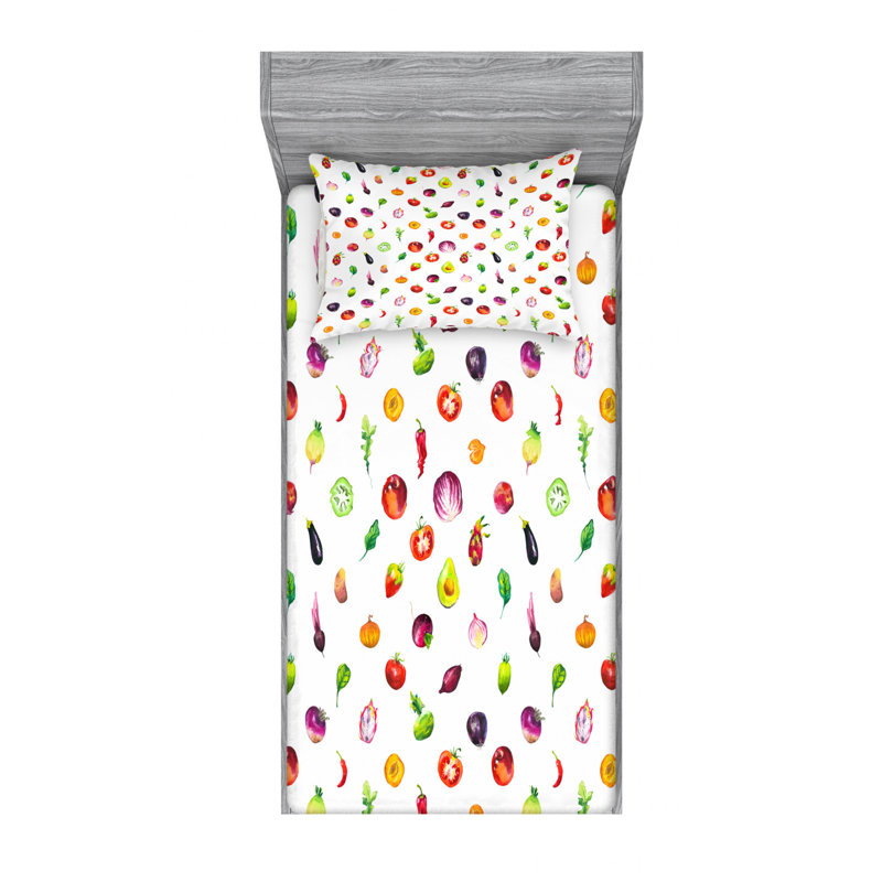 Vegetables Microfiber Sheet Set, Twin XL Sheet Set with Fitted Sheet