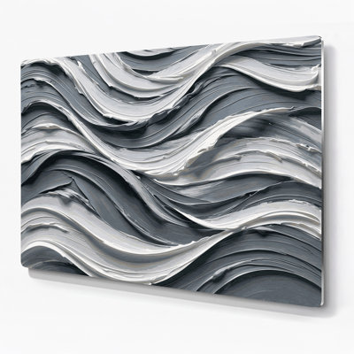Art mural en métal horizontal rayé gris acier blanc gris