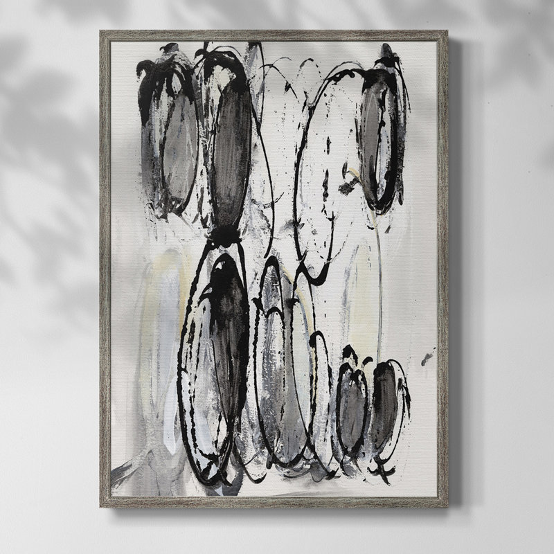 Grey Scribbles II Framed Print - Solid Wood, 30" H x 24" W