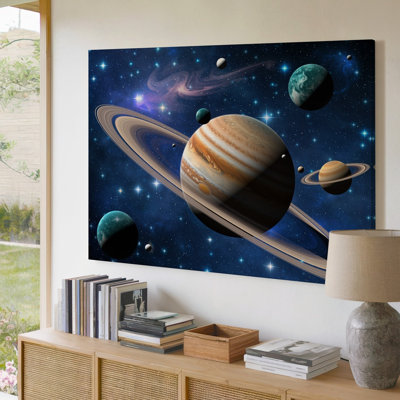 Toile, "Une vue imprenable sur la terre vue de l'espace", art mural bleu vif de leurs profondeurs chatoyantes sous toile