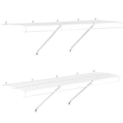 Ensemble de tablettes en fil métallique 4 pi, tablettes murales, acier au carbone robuste, revêtement trempé, double, rouille, capacité de charge de 40 lb