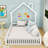 Full Size Wooden Rustic House-Shaped Bed With Chimney Design-1562417544