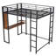 Metal Loft Bed With Desk & 2 Shelves, Black - Full Size, Secure, Space Efficient Featuring And Shelves Saving Choice-610390616