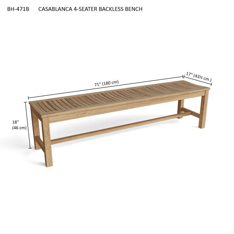 Casablanca Outdoor Teak Dining Bench