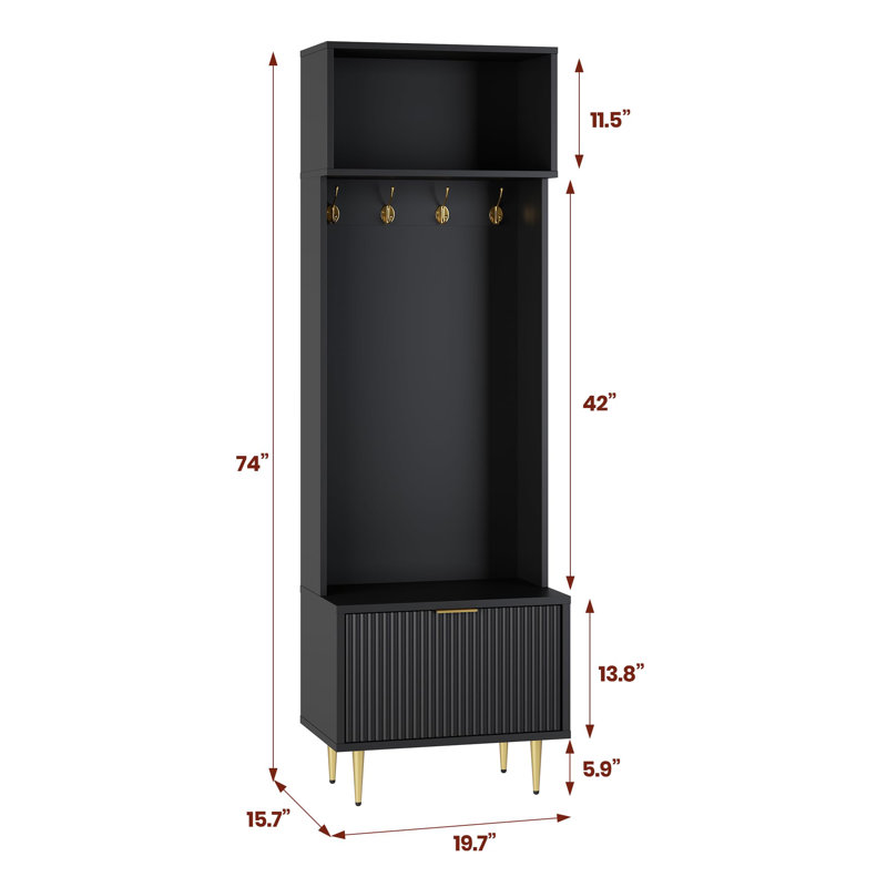 Portemanteau de 74 po pour vestibule avec rangement pour chaussures