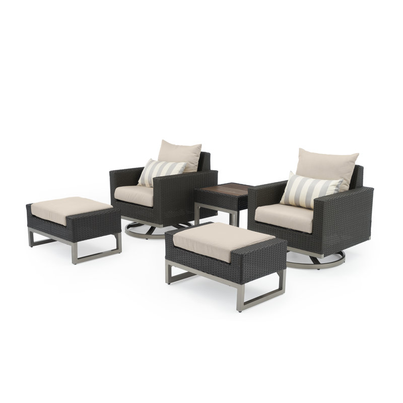 Milo Outdoor 5 - Piece Conversation Set, Brown, Canvas Spa Sunbrella® Canvas