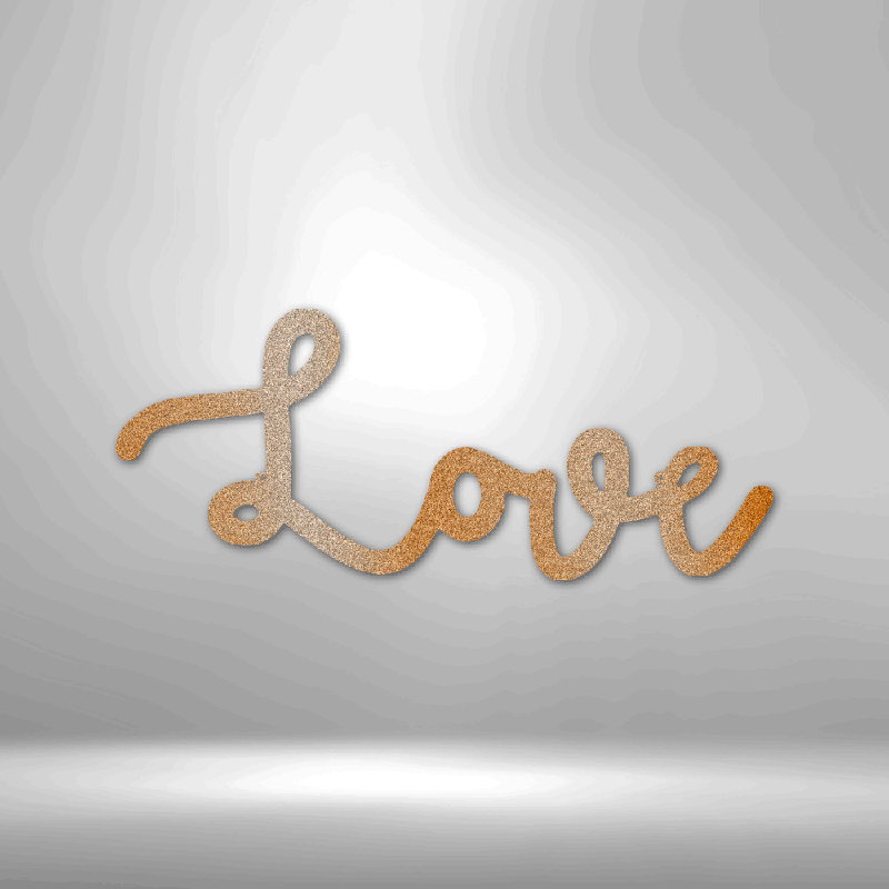 Plaque murale décorative en métal Love Script Love, H 14,25 po x l 14,5 po x P 0,5 po, Cuivre