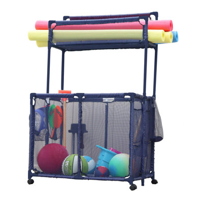 Pool Noodles Holder, Toys, Floats, Balls And Floats Equipment Mesh Rolling Double Decker Multi Use Storage Organizer Bin
