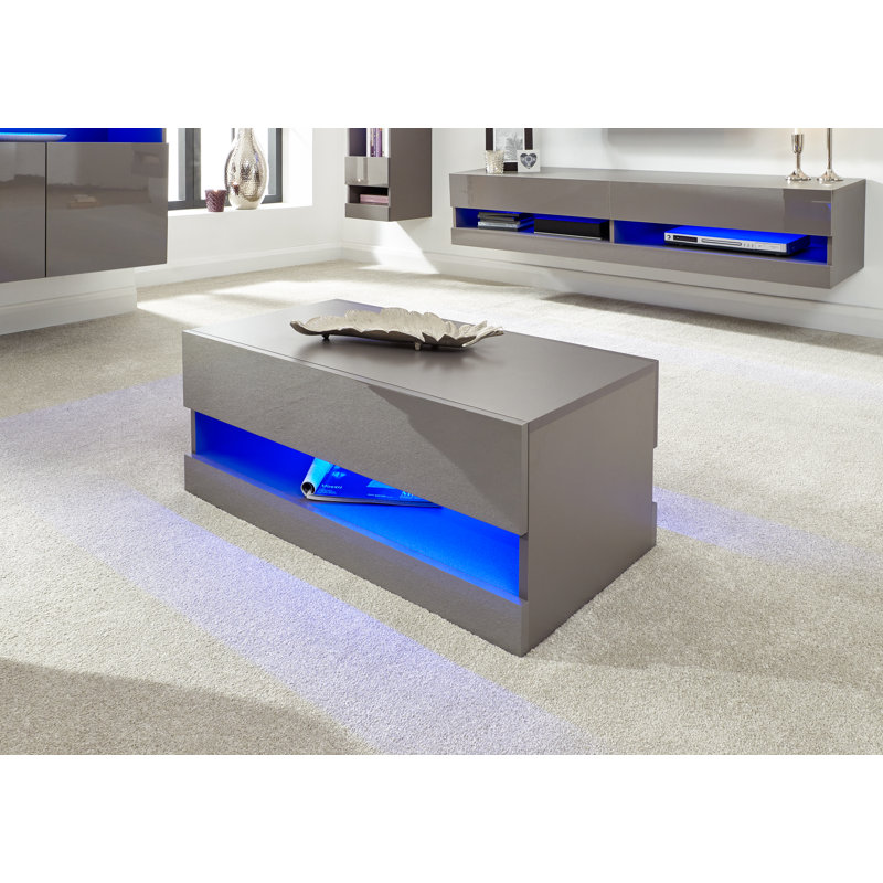Allmon Floor Shelf Coffee Table with Storage, Grey