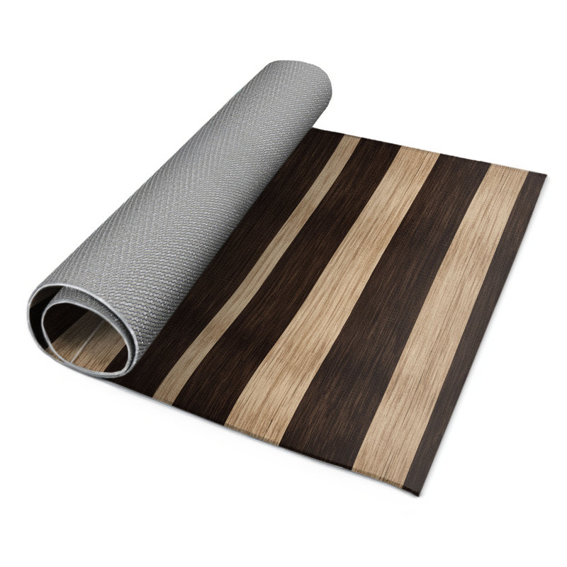 Tapis intérieur / extérieur noir HorizontalStripes, Rectangulaire 3 pi x 5 pi