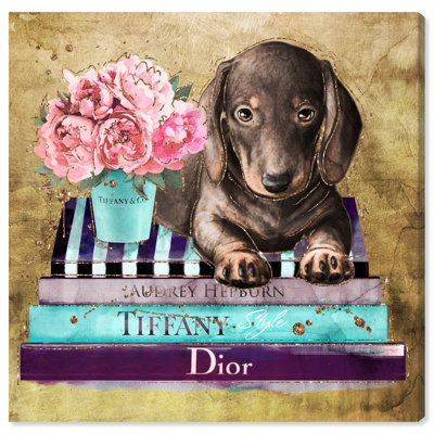 Puppy Fashion Gift Floater Frame Graphic Art Print on Canvas