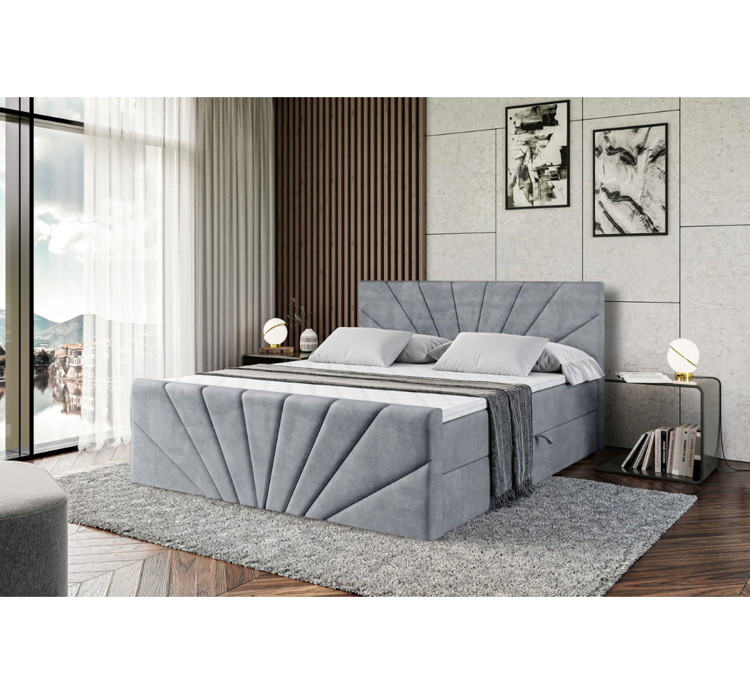 Boxspringbett mit H4 Multipocket-Matratze, Bettkasten und Topper