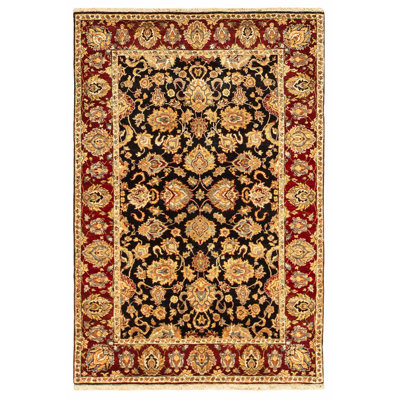 Hand-Knotted Wool BLACK / RED Area Rug