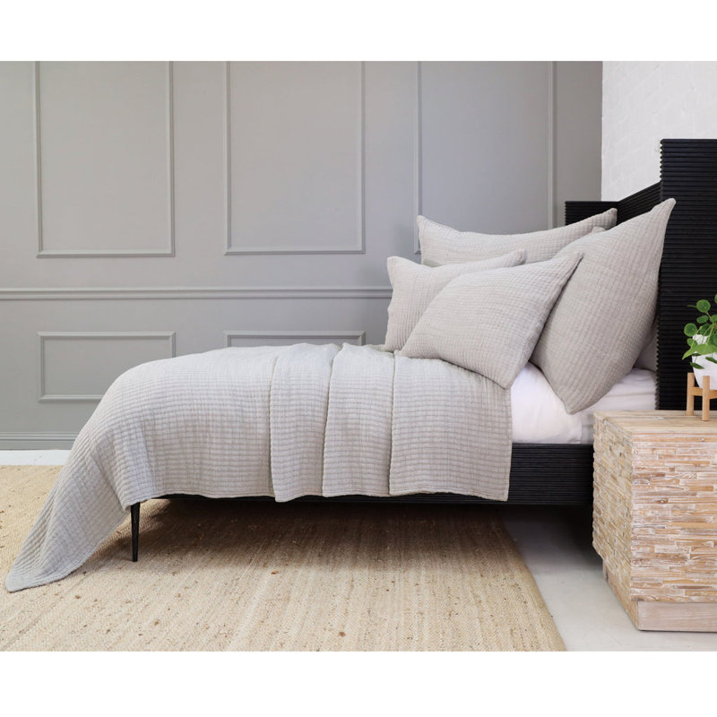 Vancouver Modern & Contemporary Cotton Quilted Coverlet, King Coverlet/Bedspread, Gray