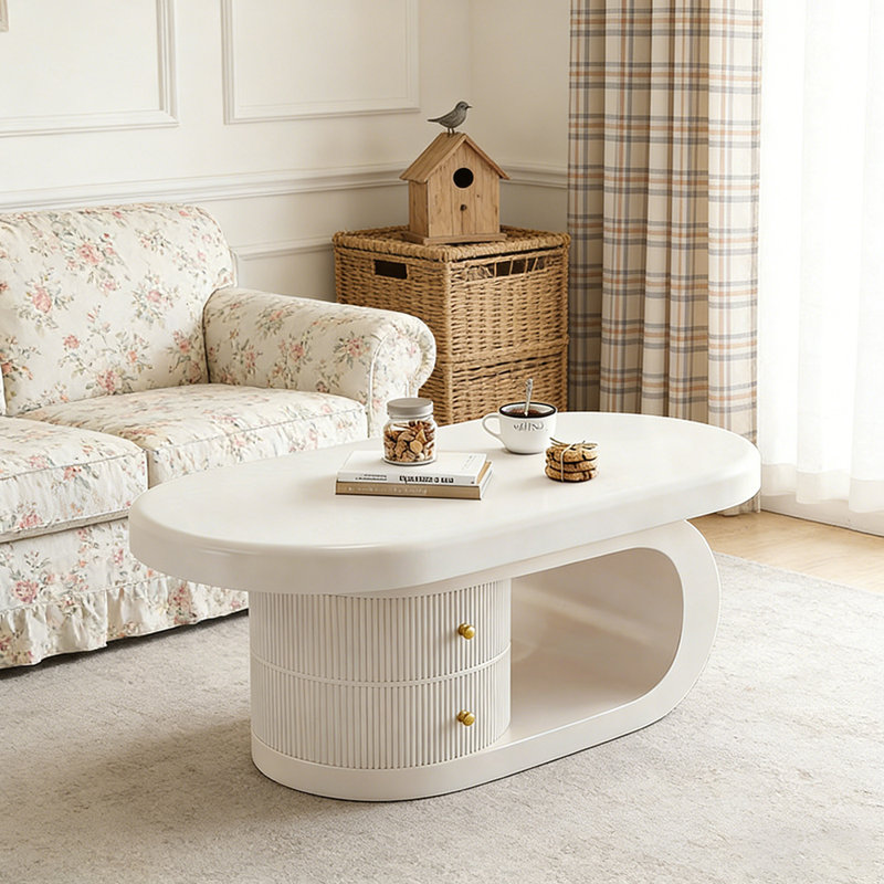 Table basse Minimalist, Blanc, Blanc, 18.11" H x 39.37" L x 23.62" W