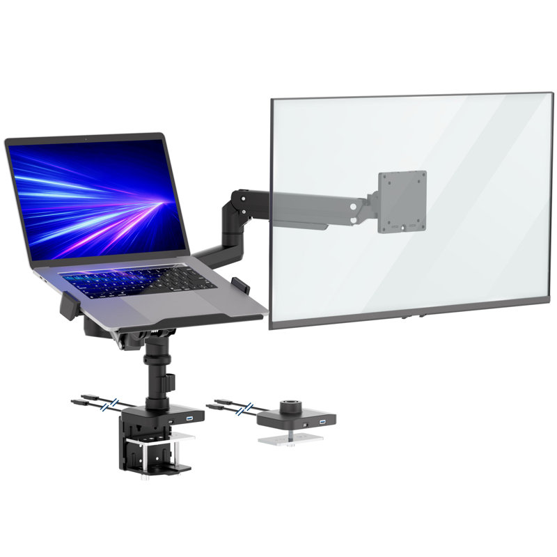 Montez-le! Support robuste pour moniteur et ordinateur portable avec poteaux et bras à ressort pour écrans de 49 po ou moins