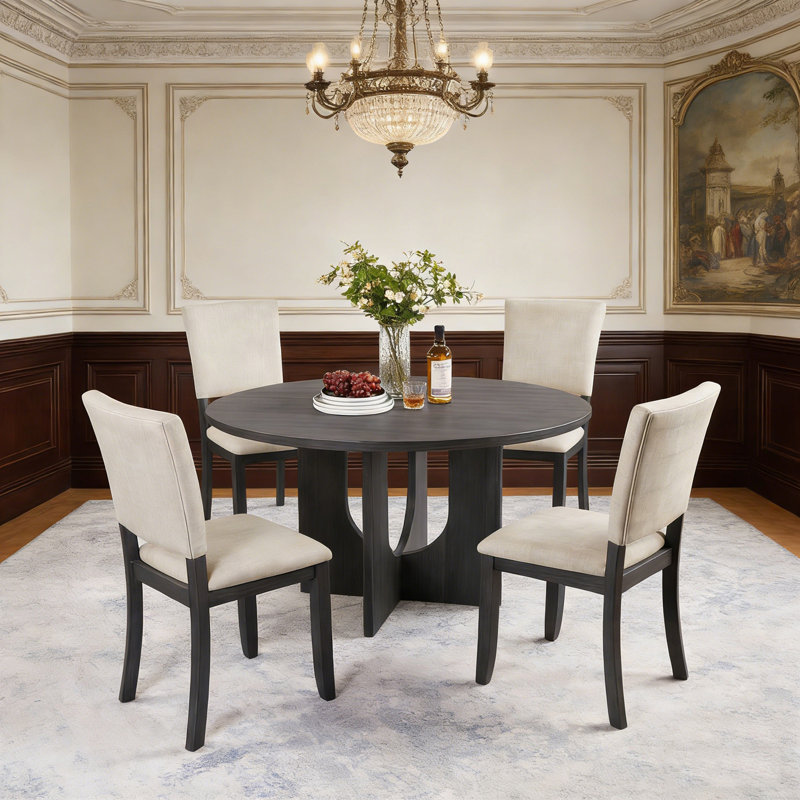 Ensemble de salle à manger 5 pièces avec 4 chaises rembourrées