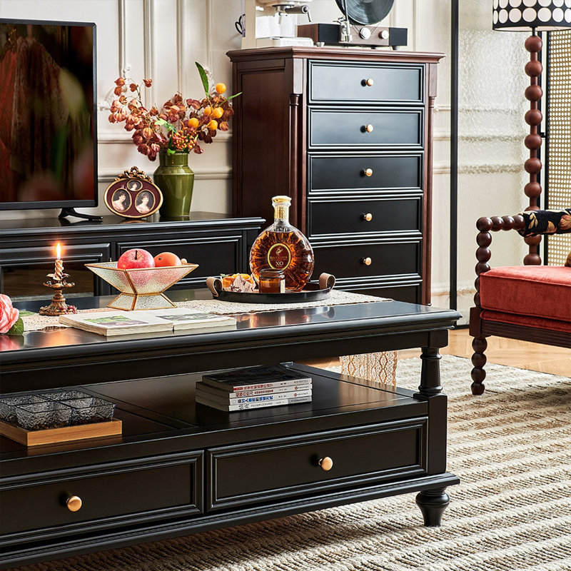 Table basse rétro et classique, H 19,69 po x l 47,24 po x P 27,56 po